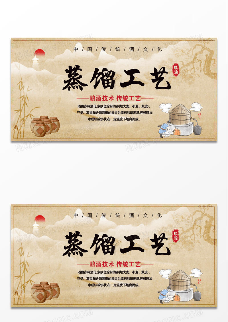 简约中国风酿酒工艺酿酒宣传展板